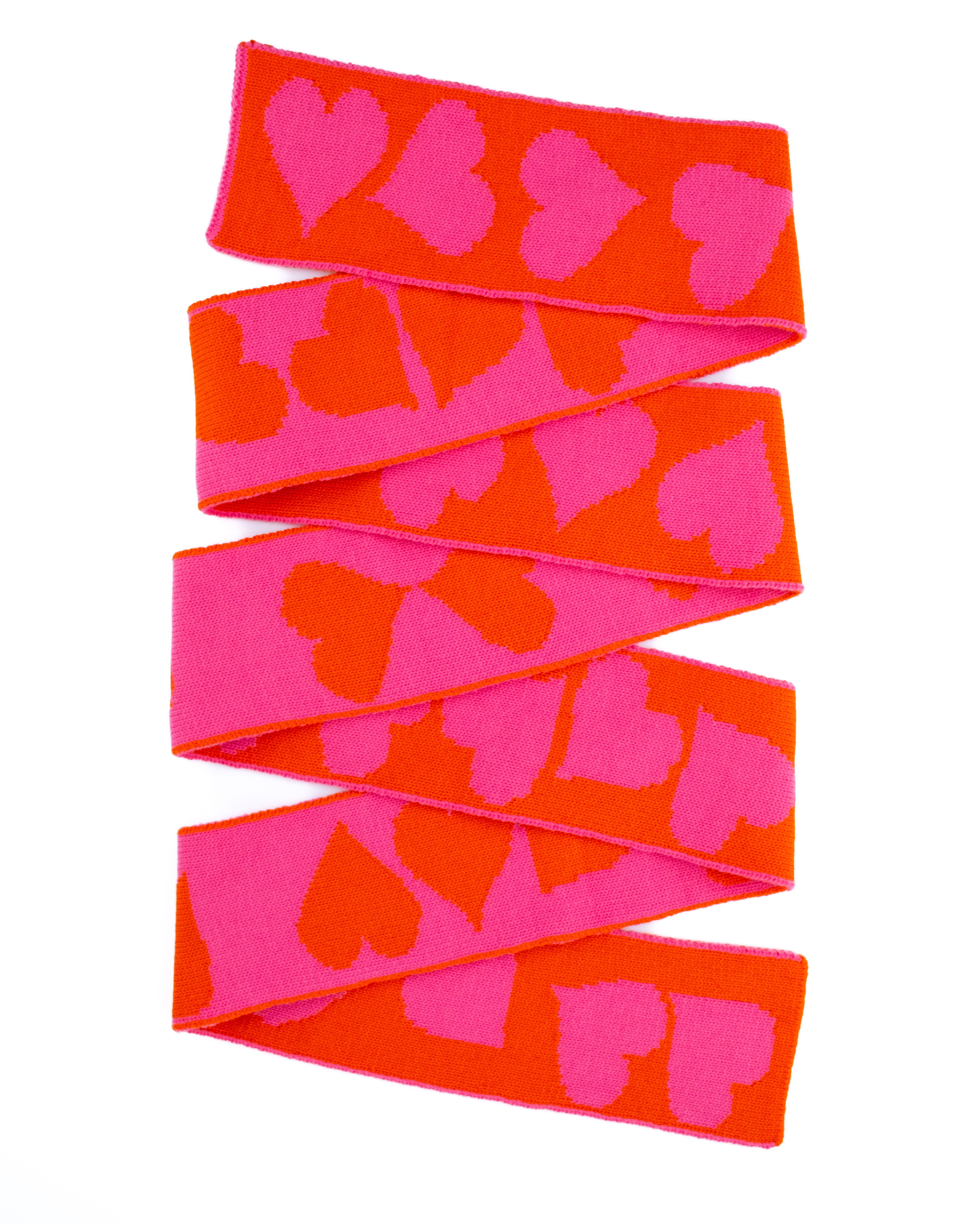 Heartloop – Jacquard-Schal aus Merinowolle in Orange & Pink