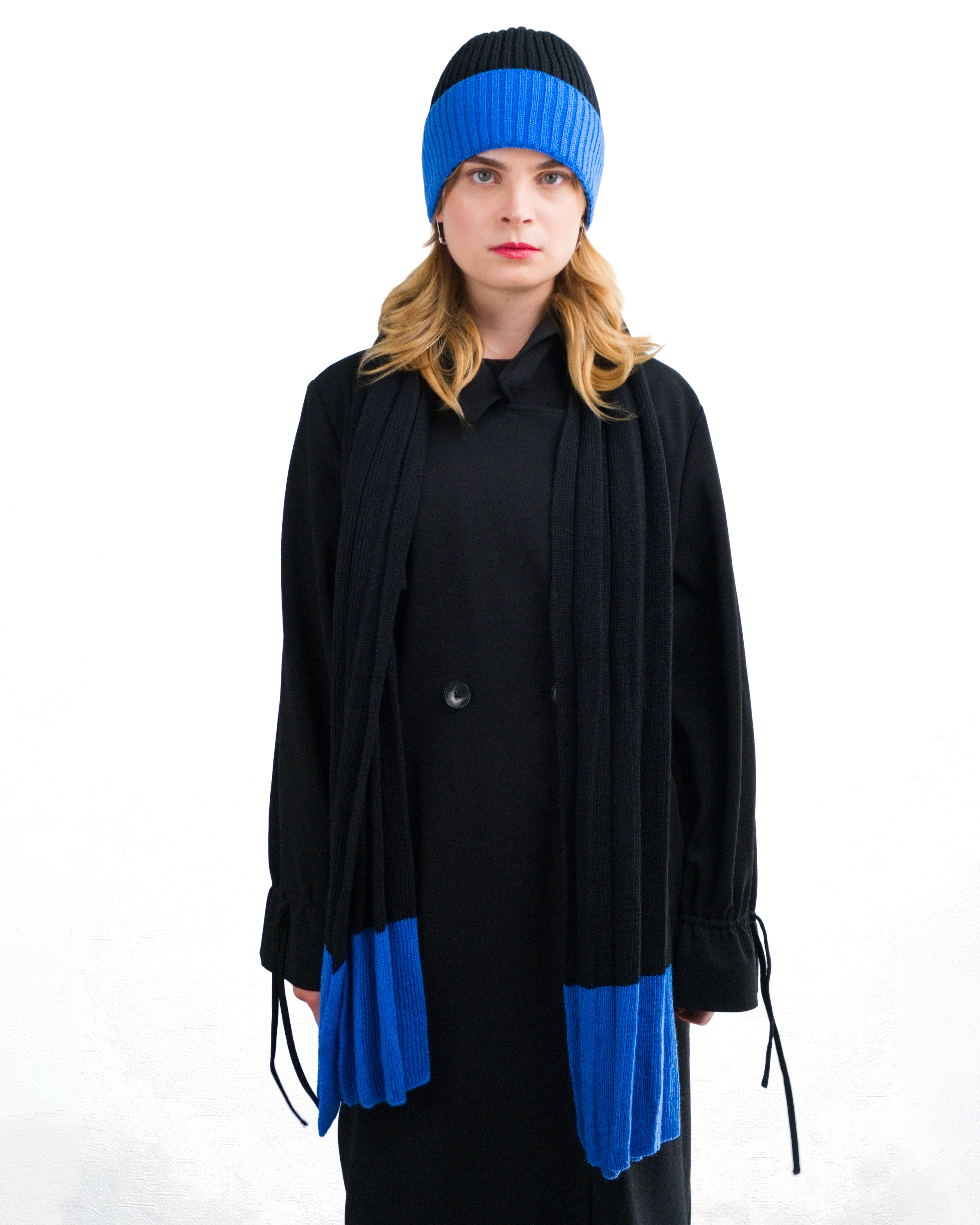 Nuit 3D Cashmere Schal in Schwarz und Blau