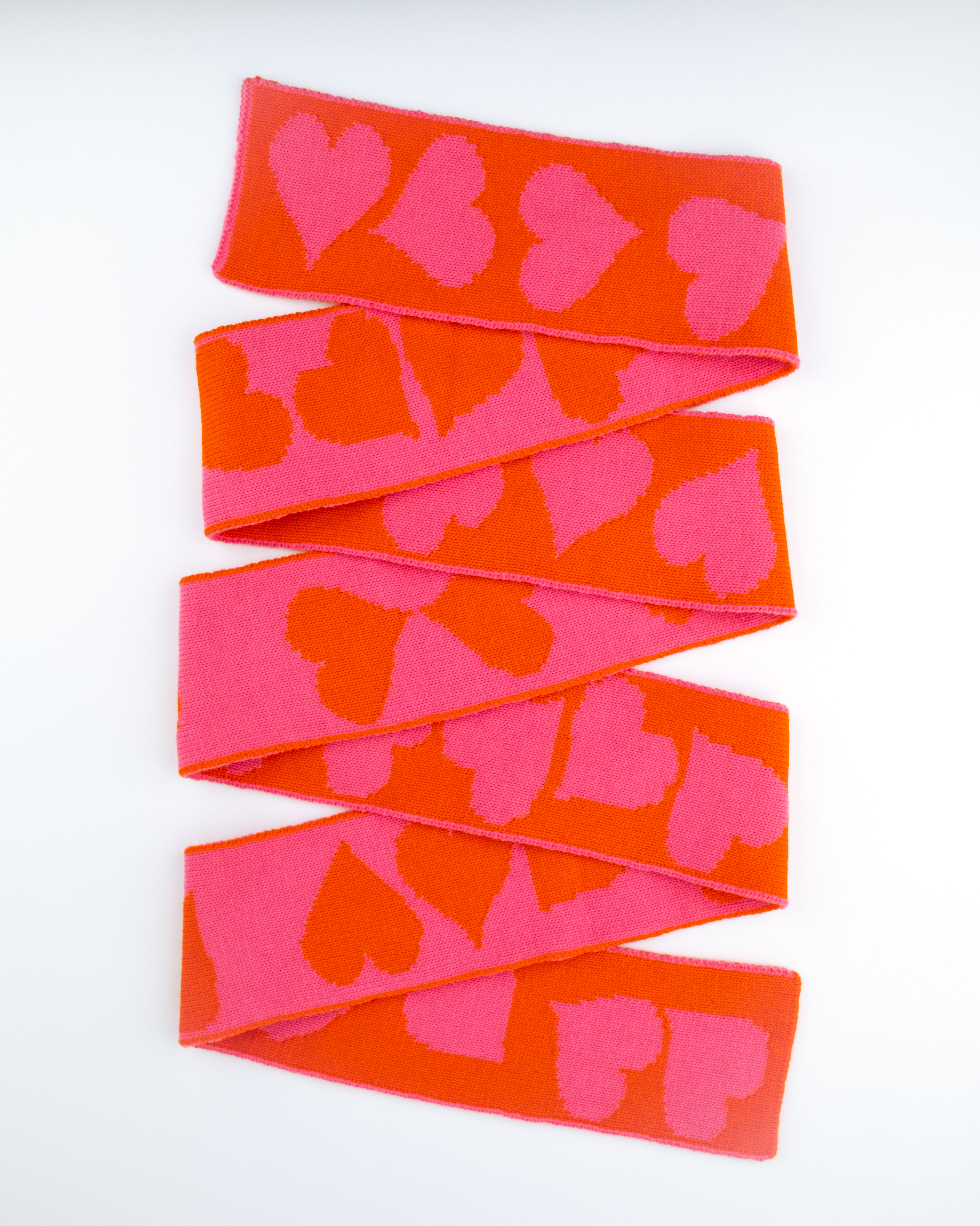 Heartloop – Jacquard-Schal aus Merinowolle in Orange & Pink