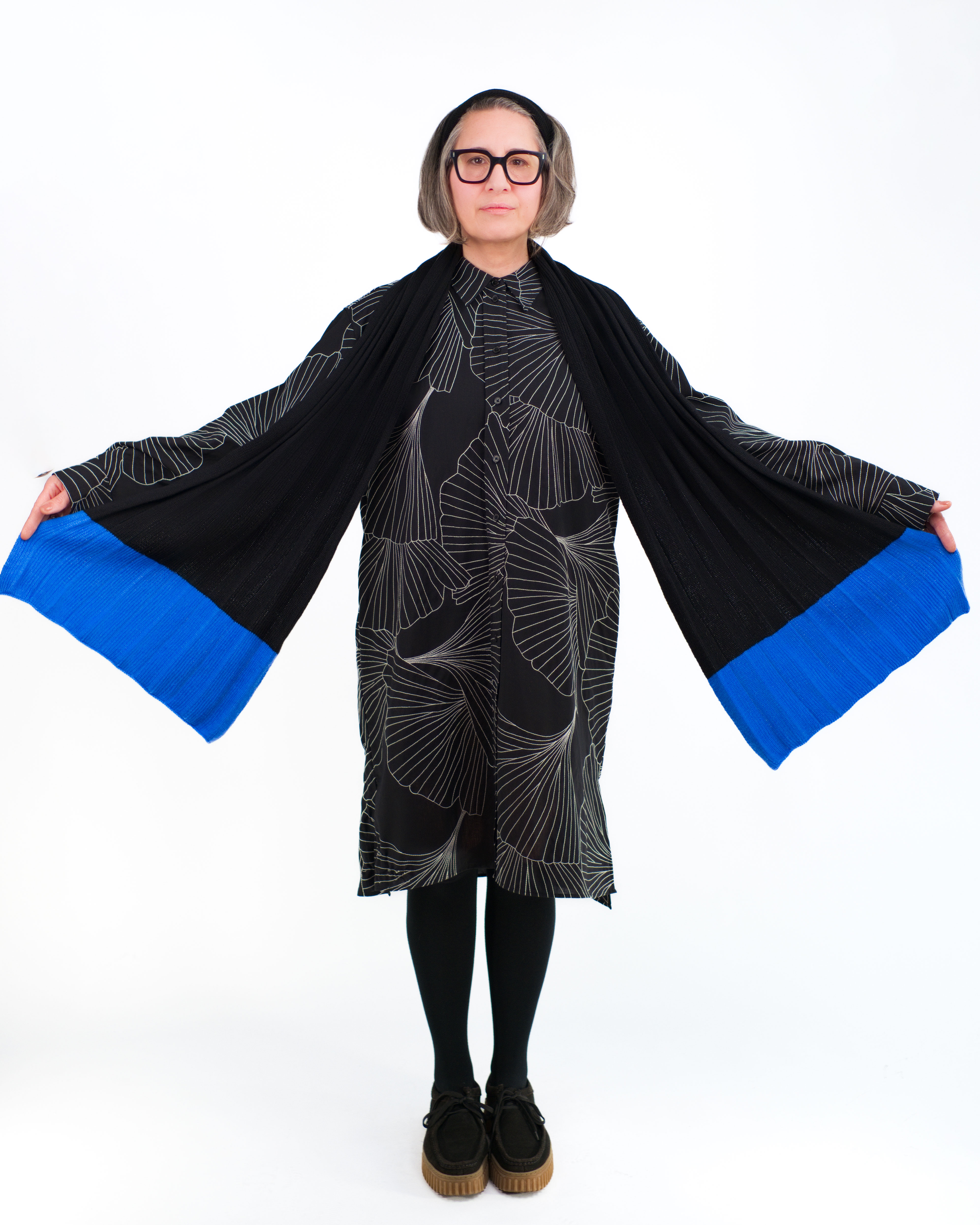 Nuit 3D Cashmere Schal in Schwarz und Blau