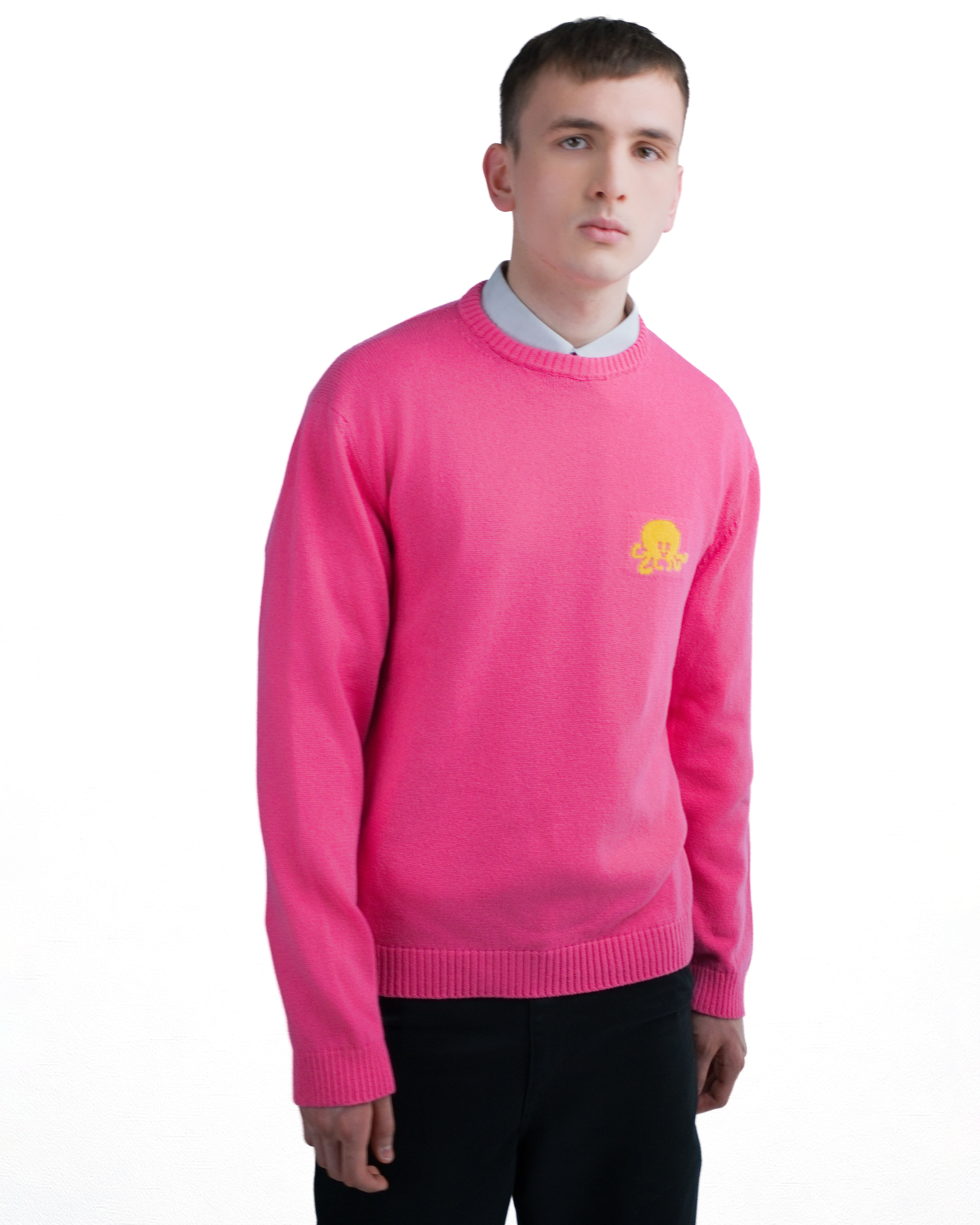 SQUID – Pinkfarbener Pullover mit gelbem Oktopus
