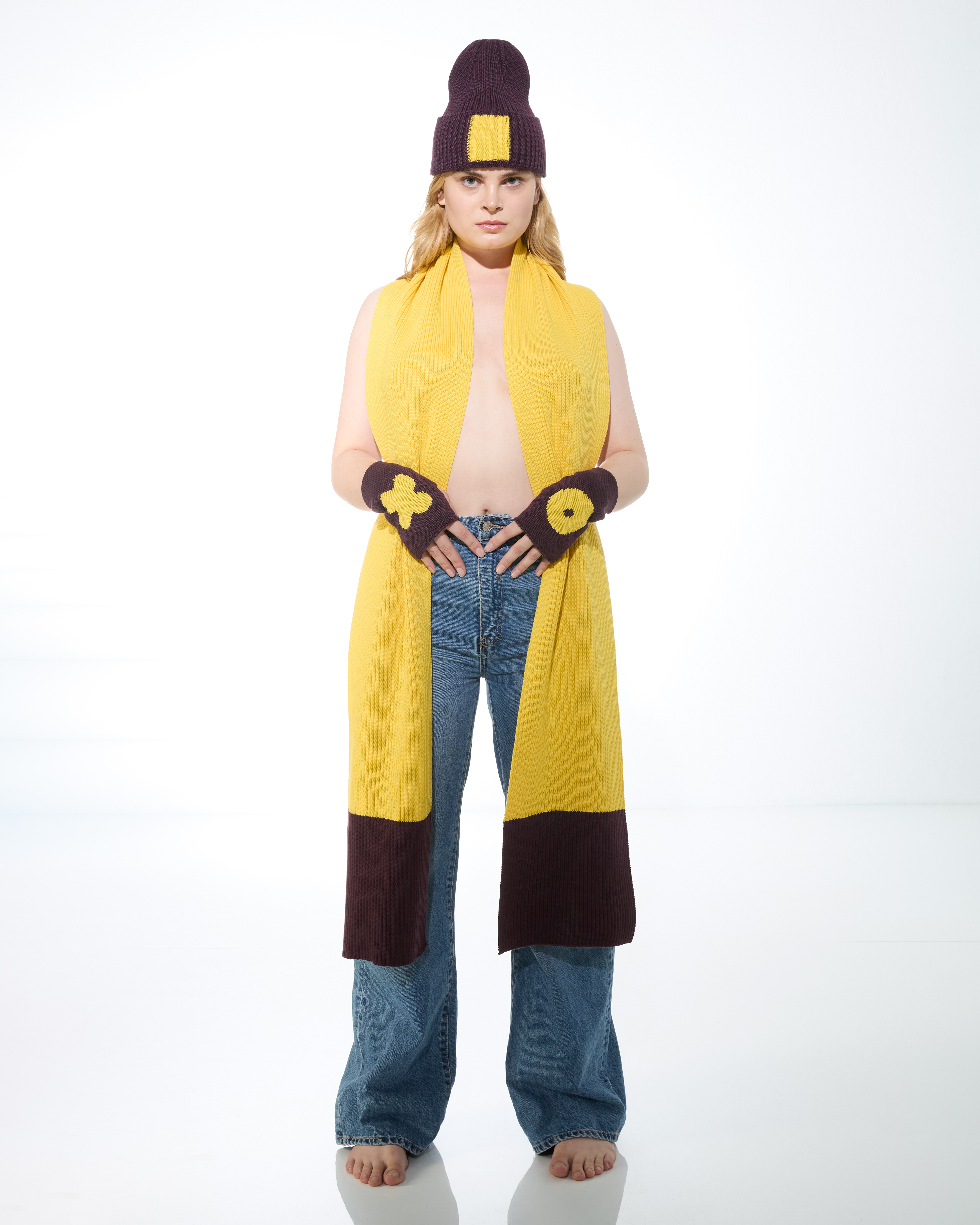 Edge – Oversized Ribstrick-Schal mit kontrastierenden Enden